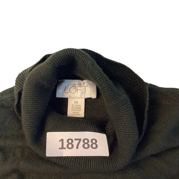 Loft Cowl Neck Sweater Mini Knit Dress Womens Size XS Dark Green - Picture 5 of 8